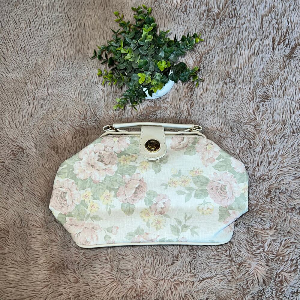 NWOT Kathie Lee Collection Vintage Pastel Floral Print Shoulder Purse - Picture 4 of 14